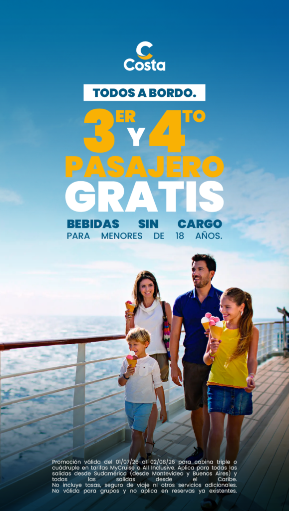 odos a bordo en el mejor crucero, reservá tus vacaciones por Sudamérica